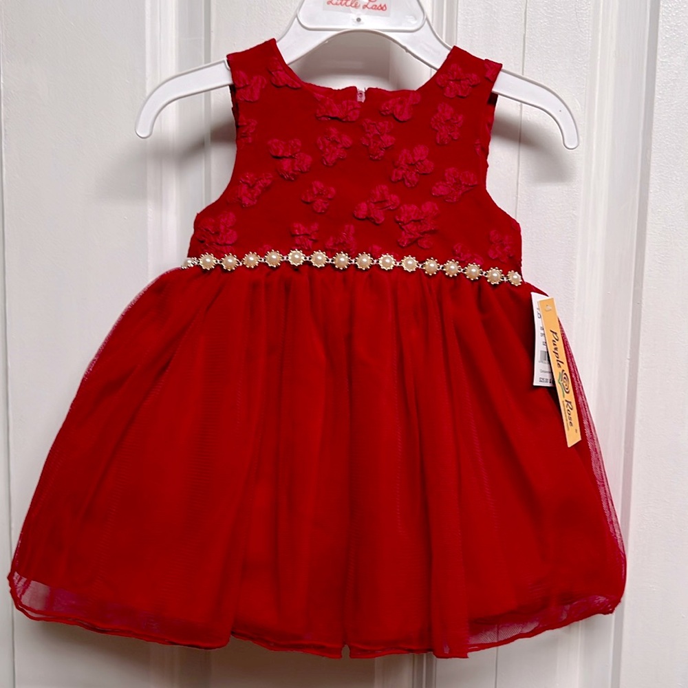 Purple Rose Red Sleeveless Beaded Princess Dress Size 12M NWT